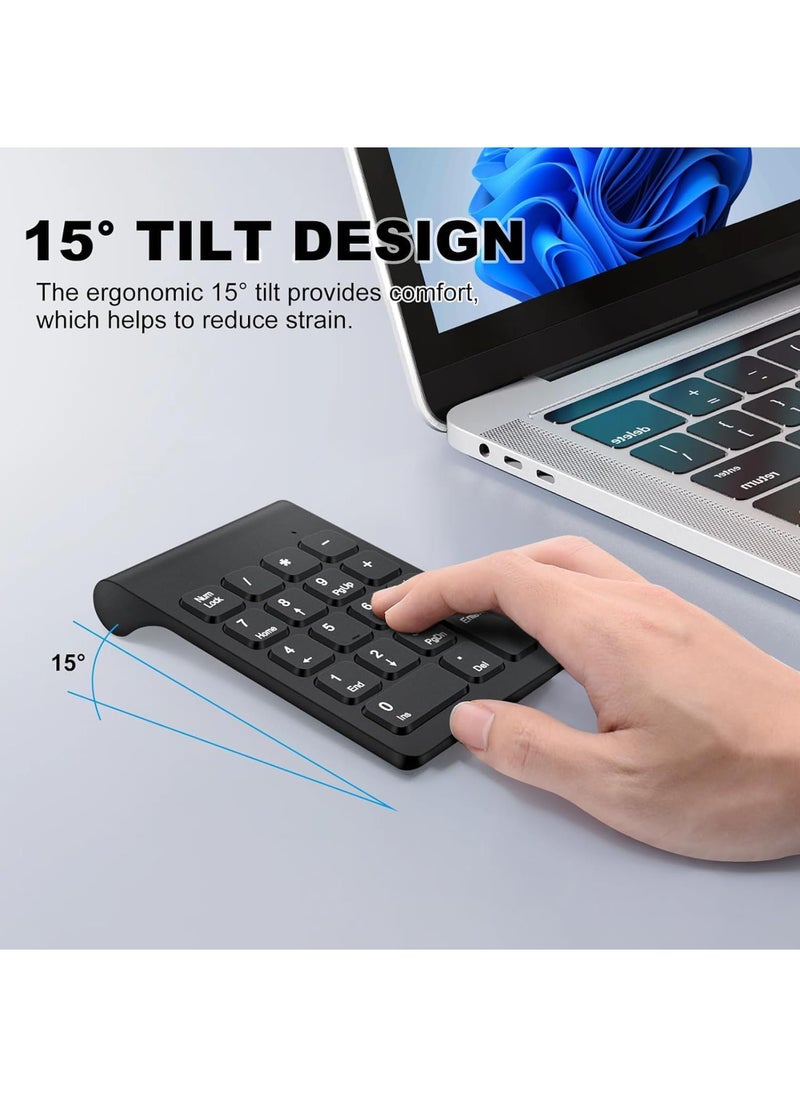 Rock Pow - Wireless Numeric Keypad, Mini 2.4G 18 Keys Number Pad, Portable Silent Financial Accounting Numeric Keypad Keyboard Extensions with Wireless Mouse for Laptop, PC, Desktop, Notebook - Image 1