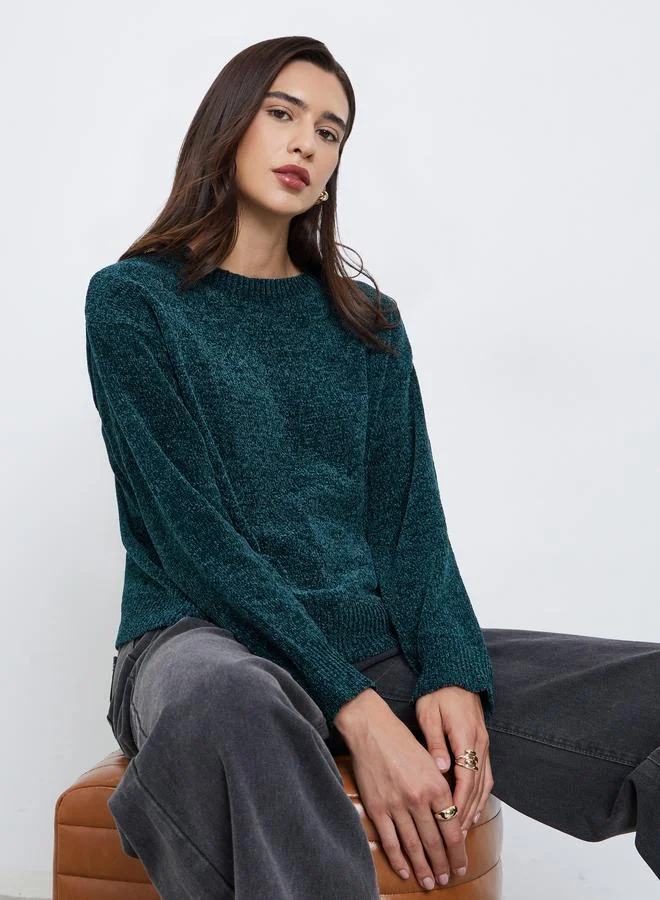 Styli Dark Green Regular Fit Sweater