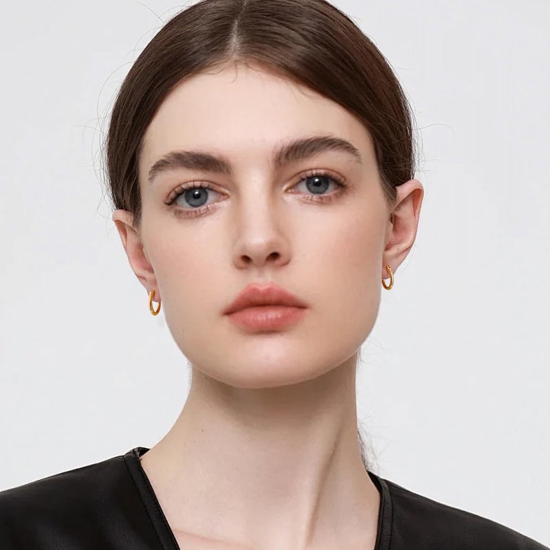 Gacimy Small 14K Gold Plated Hoop Earrings for Women, 14K Gold Plated Hoops with 925 Sterling Silvertone Post, Yellow Color 20mm Medium Earrings for Women - Image 2