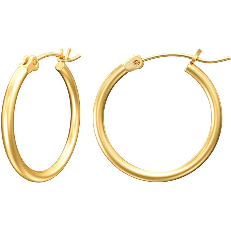 Gacimy Small 14K Gold Plated Hoop Earrings for Women, 14K Gold Plated Hoops with 925 Sterling Silvertone Post, Yellow Color 20mm Medium Earrings for Women - Image 1