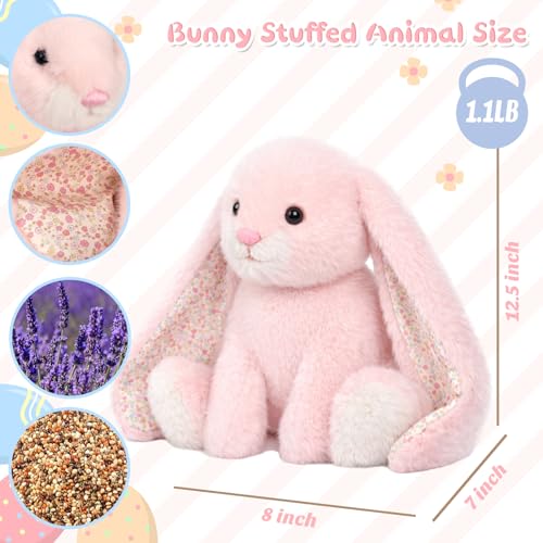 Easfan Microwavable Weighted Stuffed Animals Cute Pink Bunny Plushie for WarmthComfort Cute Soft Plush Toys for Adults Kids Easter Gifts12inch - Image 5