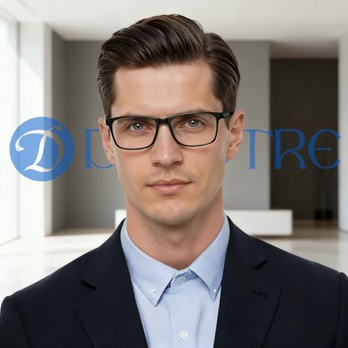 DEHOTRE 2 Pack Progressive Multifocus Reading Glasses Men Unbreakable TR90 Frame Temple Large Size Readers with Metal Inlays Multifocal Lens Blue Light Blocking Black & Blue 1.50 - Image 3