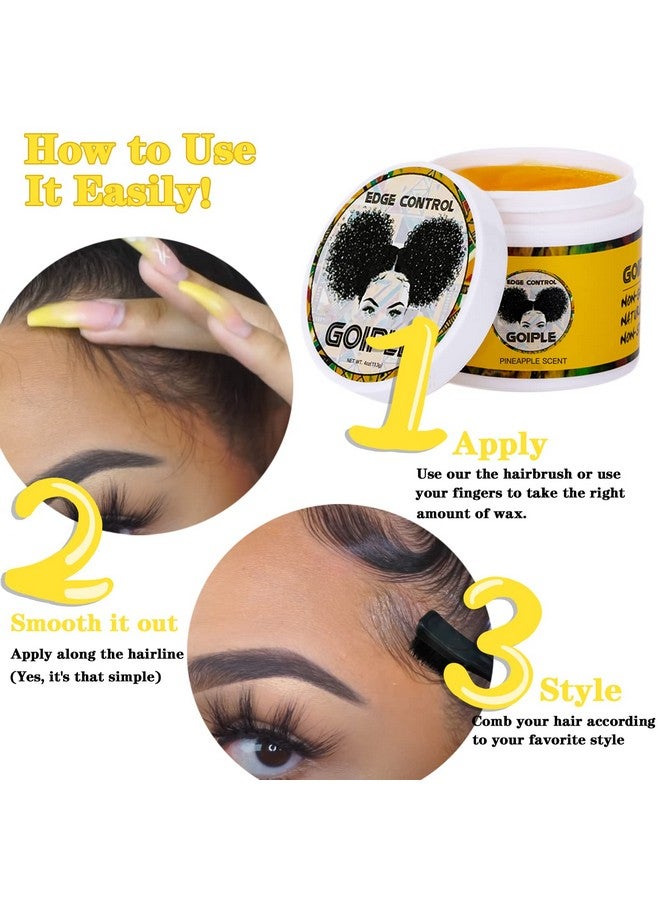 Goiple Edge Control Wax for Women Strong Hold Non-greasy Edge Smoother Pink 1Pack and Yellow 1Pack 4oz with Brush 2Pcs and Scarf - Image 4