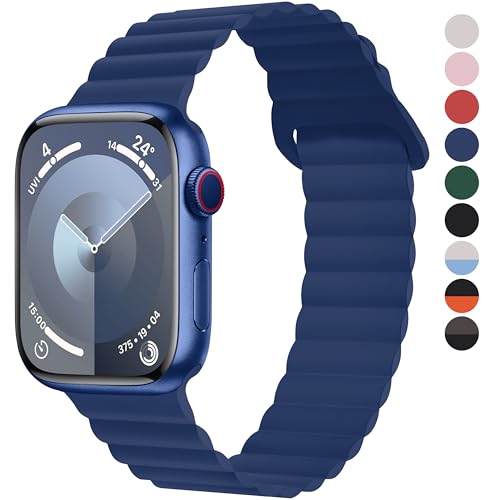 Fullmosa Soft Silicone Magnetic Bands Compatible with Apple Watch Strap 41mm 40mm 38mm 42mm(Series 10 11), Sport Band for iWatch SE3 SE2 SE Series 11 10 9 8 7 6 5 4 3 2 1,Midnight Blue[NO Watch] - Image 1