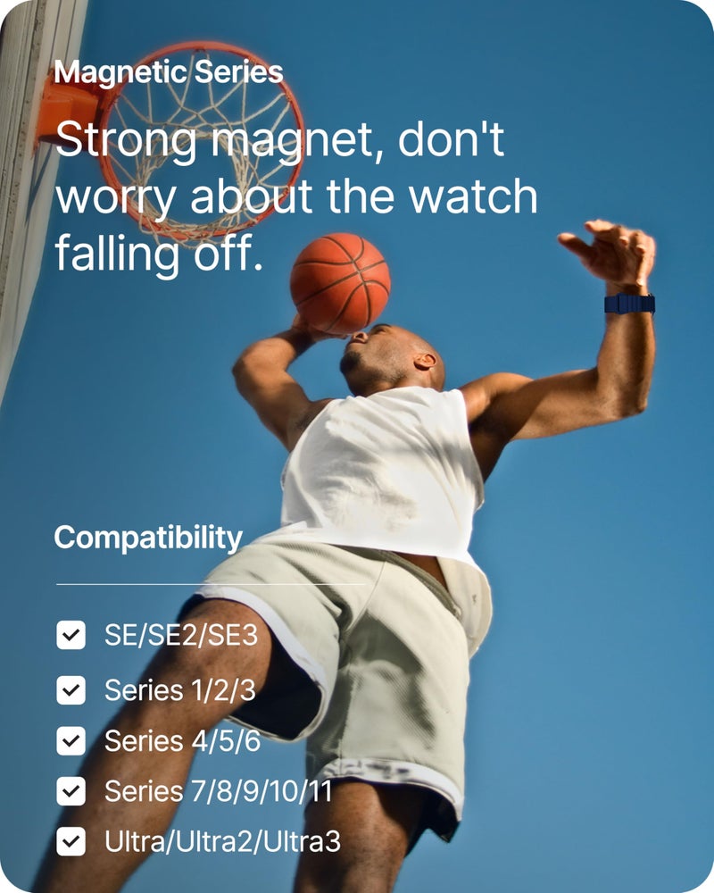 Fullmosa Soft Silicone Magnetic Bands Compatible with Apple Watch Strap 41mm 40mm 38mm 42mm(Series 10 11), Sport Band for iWatch SE3 SE2 SE Series 11 10 9 8 7 6 5 4 3 2 1,Midnight Blue[NO Watch] - Image 3