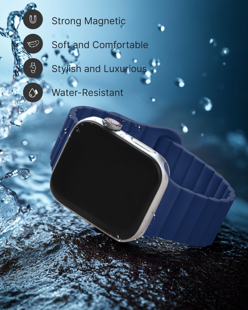 Fullmosa Soft Silicone Magnetic Bands Compatible with Apple Watch Strap 41mm 40mm 38mm 42mm(Series 10 11), Sport Band for iWatch SE3 SE2 SE Series 11 10 9 8 7 6 5 4 3 2 1,Midnight Blue[NO Watch] - Image 4