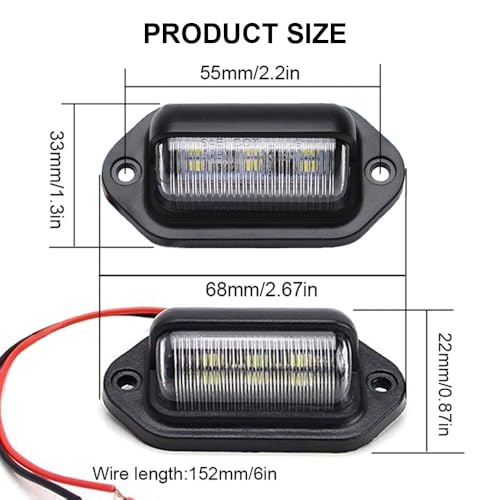 JEDEW 2 PACK License Plate Light, 12V 6-SMD LED License Plate Lamp Taillight for Truck SUV Trailer Van, Step Courtesy Lights, Dome/Cargo Lights - Image 2
