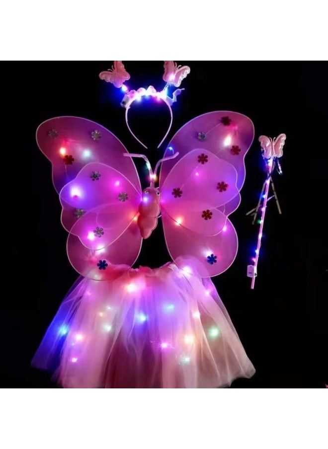 ماركة غير محددة LED Light Butterfly Wings Stall Square المنتجات الشعبية أجنحة الفراشة مزدوجة الطبقة ثلاث قطع بدلة أداء الملابس المبيعات اللون: كامل الجسم مجموعة مضيئة من أربع قطع  - Image 1