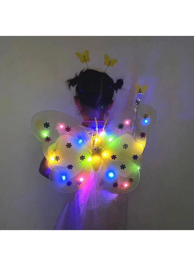 ماركة غير محددة LED Light Butterfly Wings Stall Square المنتجات الشعبية أجنحة الفراشة مزدوجة الطبقة ثلاث قطع بدلة أداء الملابس المبيعات اللون: كامل الجسم مجموعة مضيئة من أربع قطع  - Image 3