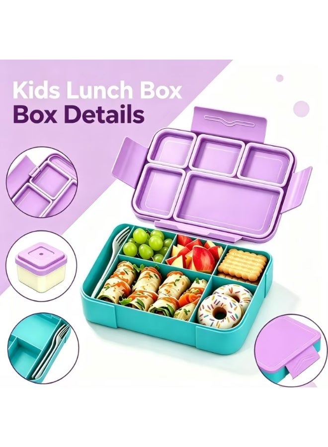 Lunch Box for Kid School,Children's Lunch Box with Compartments, Bento Box Children, Leak-proof Lunch Box for Girls and Boys, Snack Box, Perfect for School, Nursery & Trips - Image 4