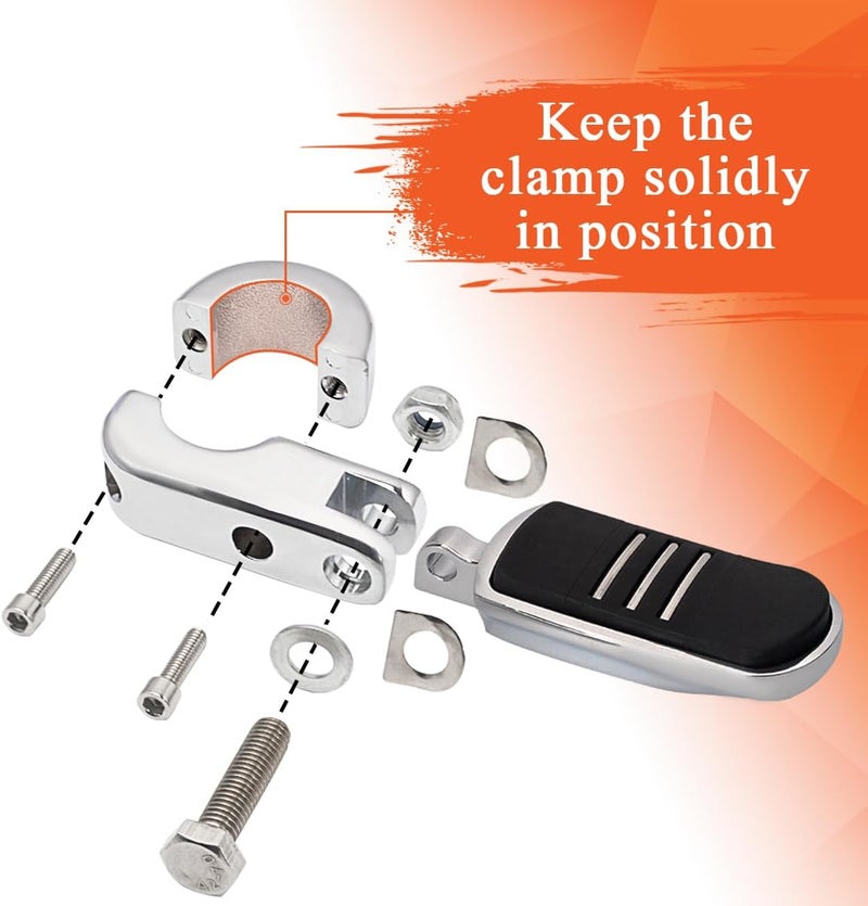 FOVPLUE 1.25" Highway Footpegs - Adjustable Footrest with Mounting P-Clamps for Motorcycles - Image 5