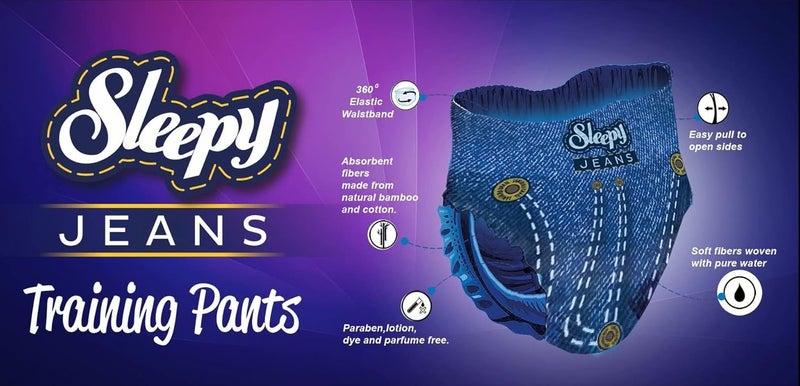 Sleepy سروال تدريب جينز سليبى مقاس 4 ماكسي (7–14 كجم) - 60 قطعة سروال حفاضات بأسلوب جينز للأطفال - Image 3