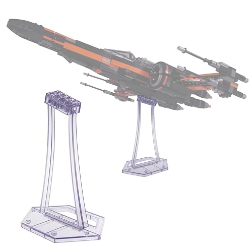 BrickVisions Display Stand for LEGO 75393 9493 75273 75301 75102 75218 X-wing Starfighter, 75347 TIE Bomber, 75316 Mandalorian Starfighter Kit, Angle Display, Plastic Transparent Display Stand only. - Image 1