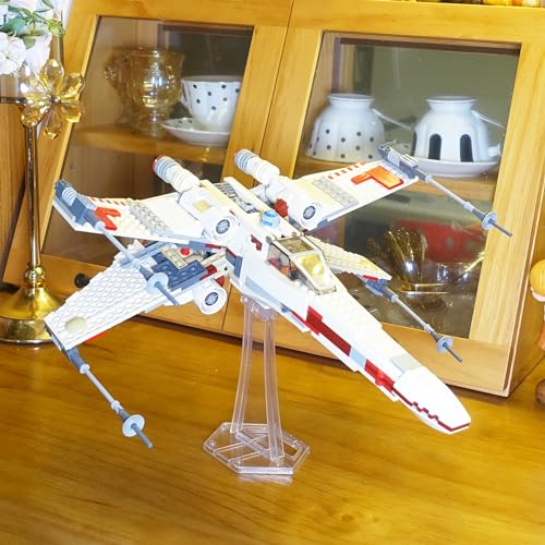 BrickVisions Display Stand for LEGO 75393 9493 75273 75301 75102 75218 X-wing Starfighter, 75347 TIE Bomber, 75316 Mandalorian Starfighter Kit, Angle Display, Plastic Transparent Display Stand only. - Image 4