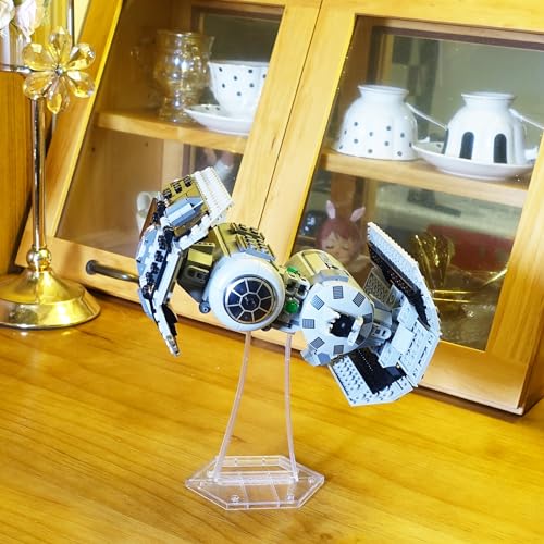 BrickVisions Display Stand for LEGO 75393 9493 75273 75301 75102 75218 X-wing Starfighter, 75347 TIE Bomber, 75316 Mandalorian Starfighter Kit, Angle Display, Plastic Transparent Display Stand only. - Image 5