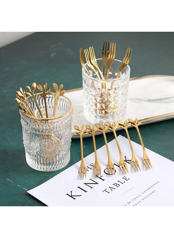 AnSaw 10-Piece Gold Mini Leaf Dessert Forks Set - 4.7" Elegant Stainless Steel Fruit, Appetizer, Cake & Salad Forks - Perfect for Cocktail Parties & Home Use - Image 2