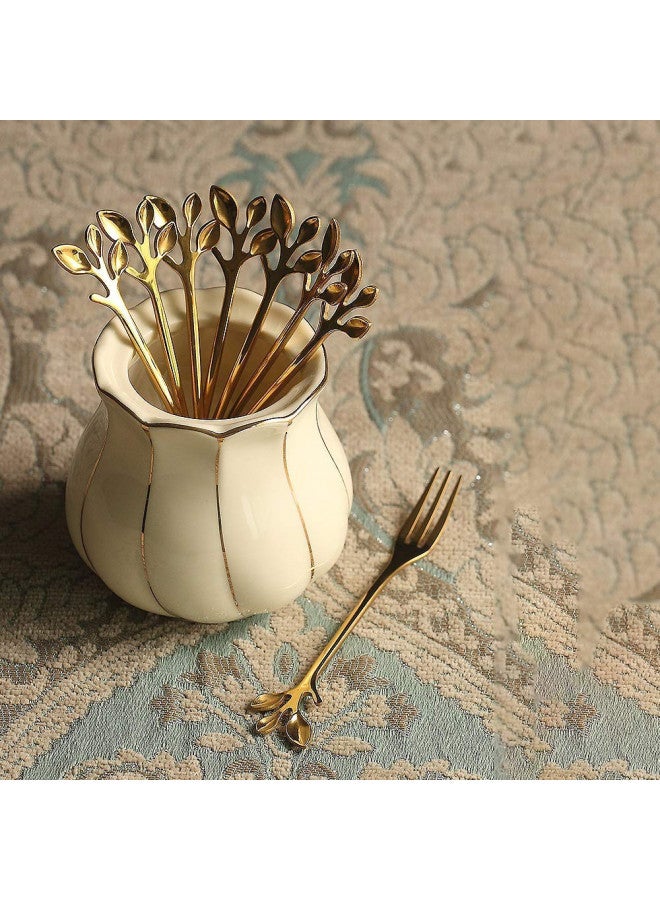 AnSaw 10-Piece Gold Mini Leaf Dessert Forks Set - 4.7" Elegant Stainless Steel Fruit, Appetizer, Cake & Salad Forks - Perfect for Cocktail Parties & Home Use - Image 4