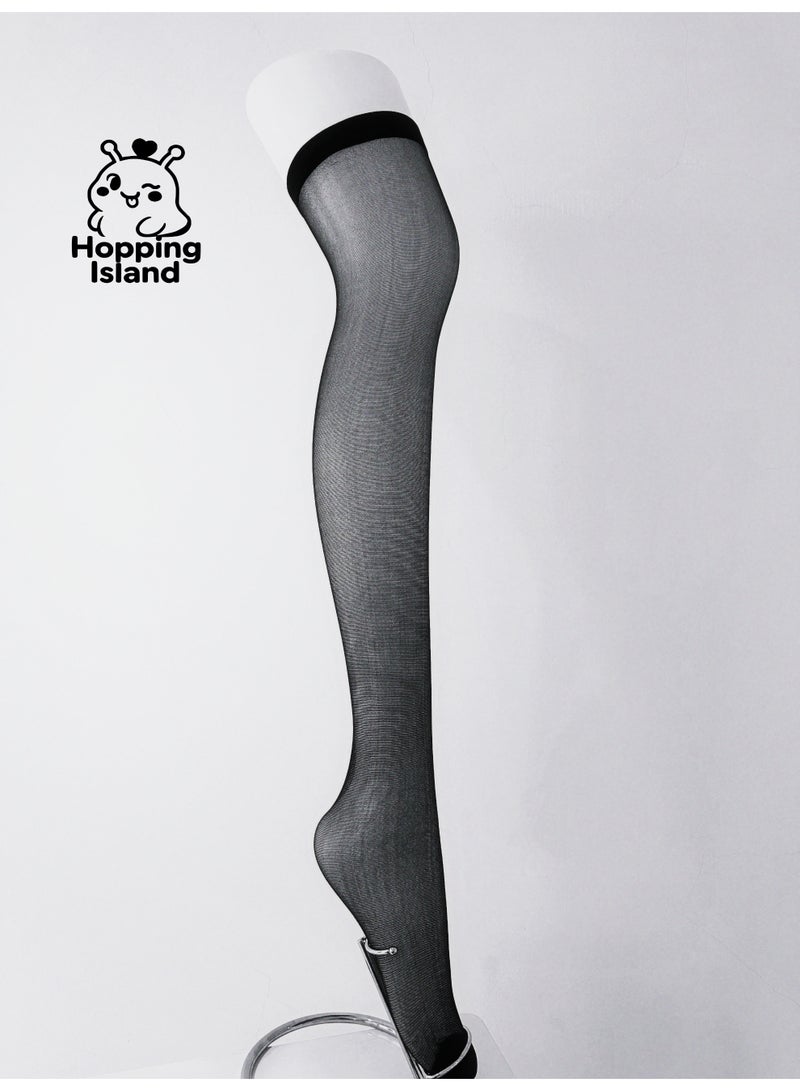 Hopping Island HI Silken Over-the-Knee Compression Cooling Breathable Stockings Black - Image 5