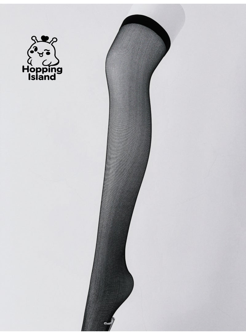 Hopping Island HI Silken Over-the-Knee Compression Cooling Breathable Stockings Black - Image 3