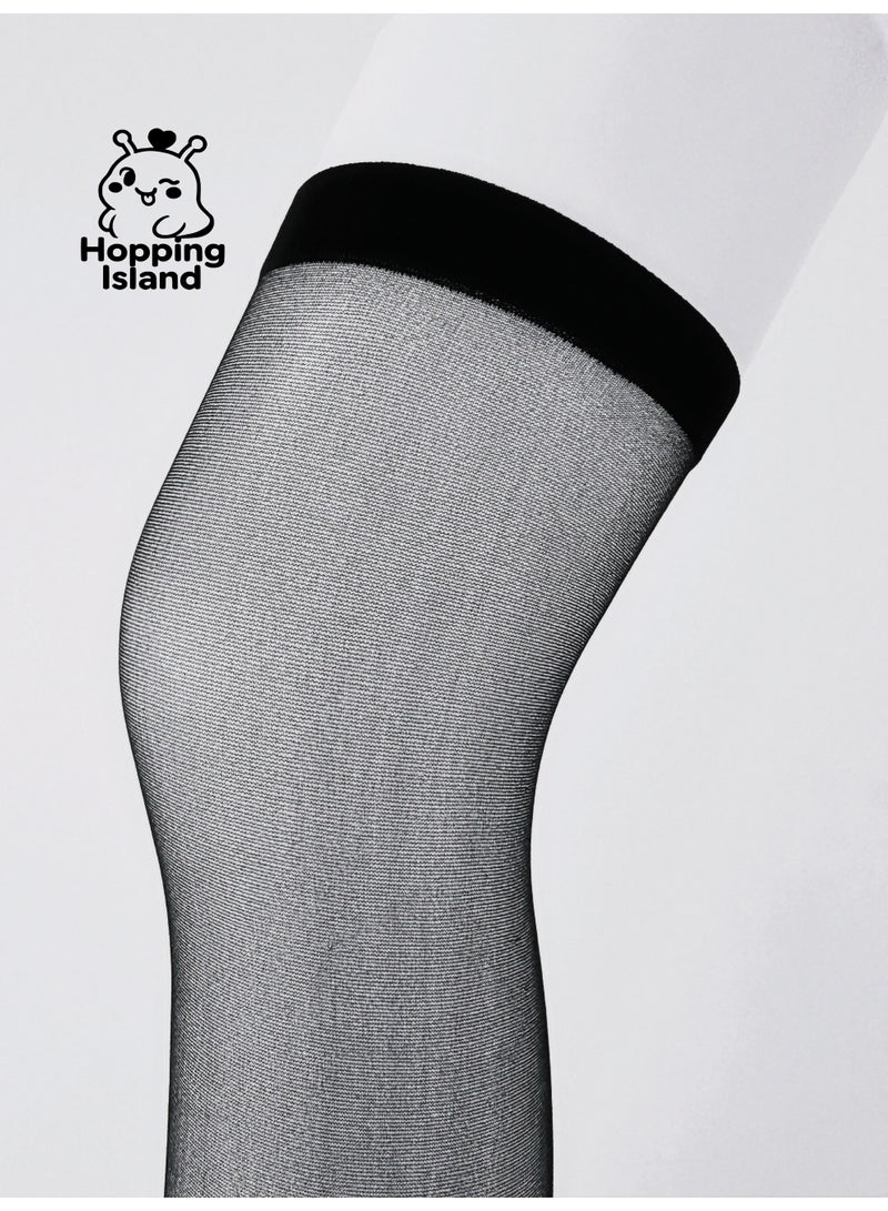 Hopping Island HI Silken Over-the-Knee Compression Cooling Breathable Stockings Black - Image 2