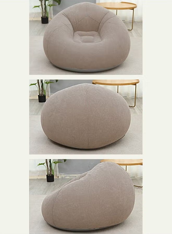 Inflatable Beanless Bag Sofa – Lazy Living Room Sofa & Lounge Chair with Air Pump (Light Brown) - Image 2
