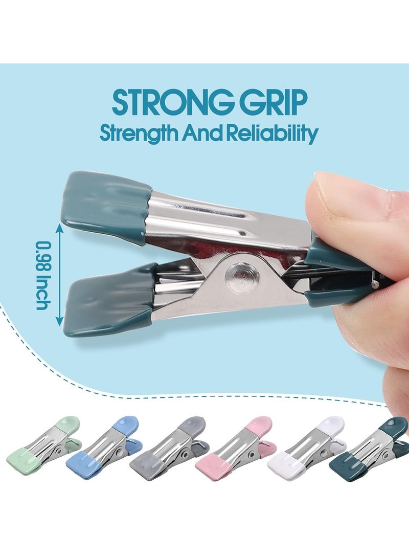general Clothes Pins Heavy Duty 30 Pack - 2.17 Inch Metal Chip Clips, Clothespins for Photo Drying Clothesline Laundry Sock, Bag Clips for Food Kitchen Stainless Steel with Rubber, 6 Colors - Image 3