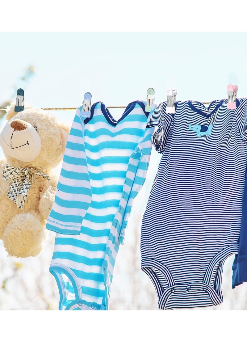 general Clothes Pins Heavy Duty 30 Pack - 2.17 Inch Metal Chip Clips, Clothespins for Photo Drying Clothesline Laundry Sock, Bag Clips for Food Kitchen Stainless Steel with Rubber, 6 Colors - Image 4