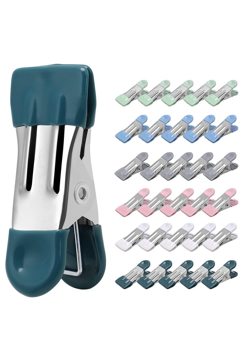 general Clothes Pins Heavy Duty 30 Pack - 2.17 Inch Metal Chip Clips, Clothespins for Photo Drying Clothesline Laundry Sock, Bag Clips for Food Kitchen Stainless Steel with Rubber, 6 Colors - Image 1