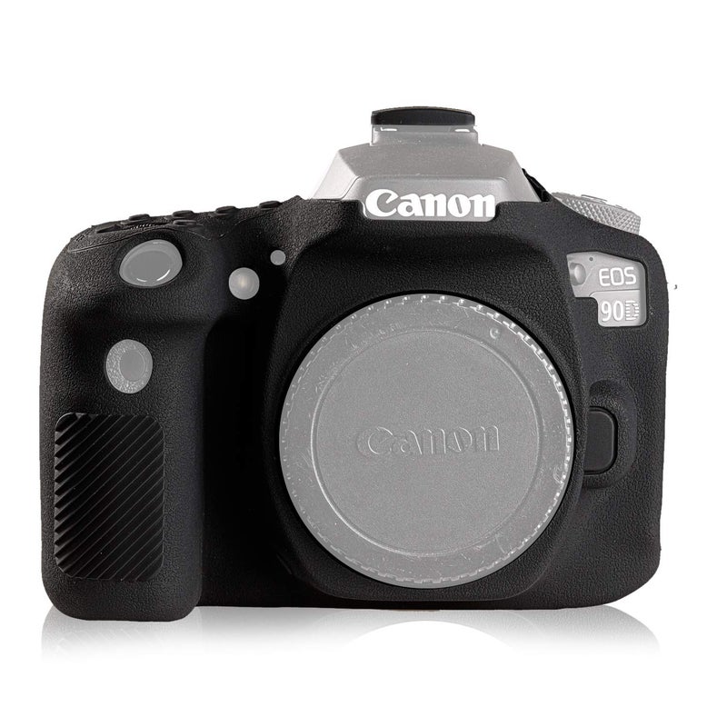 STSEETOP Camera Case for Canon EOS 90D - Silicone Protective DSLR Skin Cover, Detachable Cage, Shockproof, Dustproof (Black) - Image 1