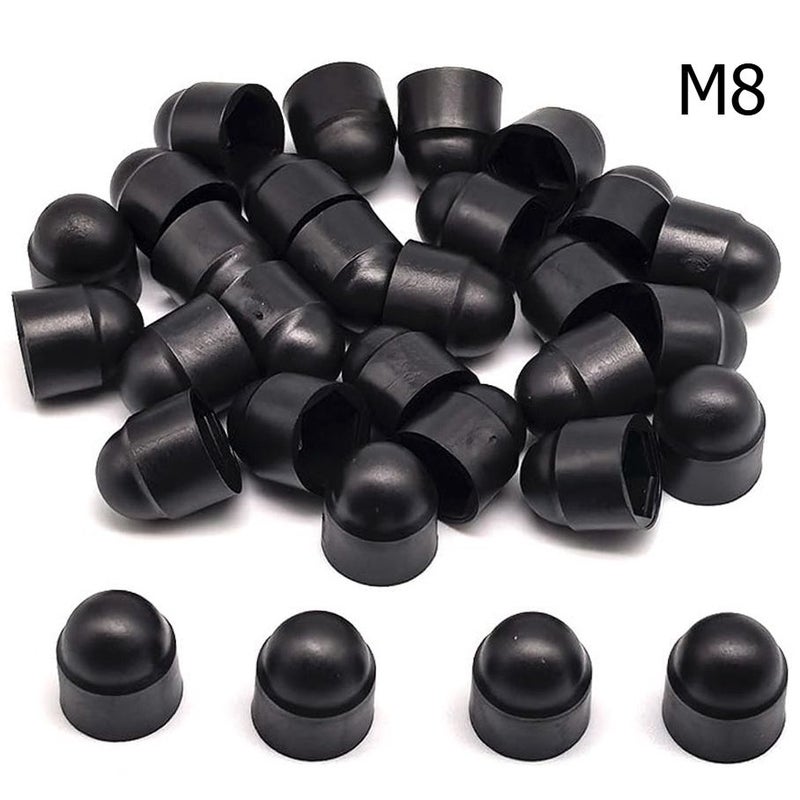 30Pcs Black M8 14x15mm Hex Head Plastic Bolt Covers Dome Screw Caps - Image 1