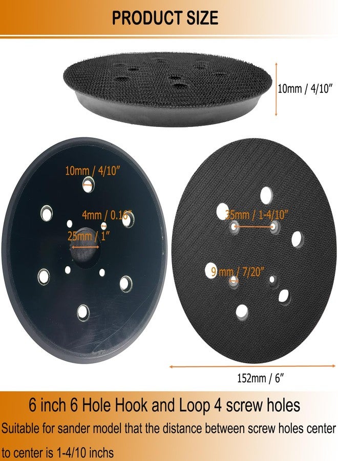 Tockrop 6 Inch 6 Hole Replacement Sander Pad for Ridgid R2611 Random Orbit Sander- 6" Hook and Loop Sanding Pad Work with 6 Inch Sander Disc - 2 Pack - Image 3