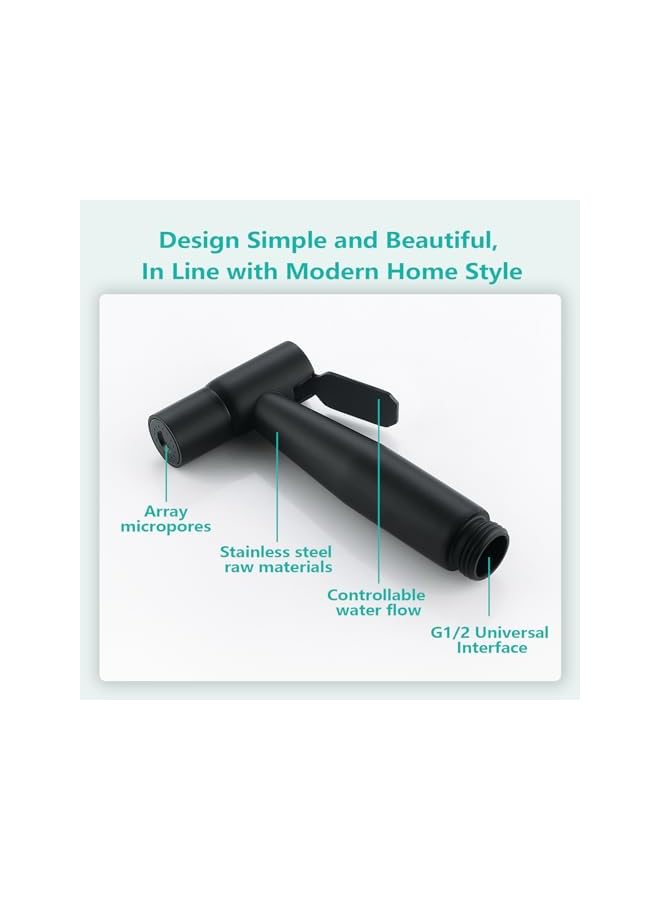 S-TOP 2 Pack Bidet Sprayer Head Stainless Steel Handheld Shattaf Jet Spray Attachment for Toilet, Baby Cloth Diaper Sprayer with Adjustable Water Pressure Control, Matte Black - Image 4