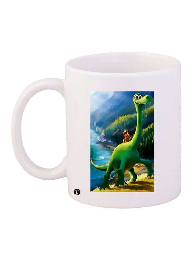 RYN Cartoon Printed Coffee Mug White/Green/Blue 11ounce