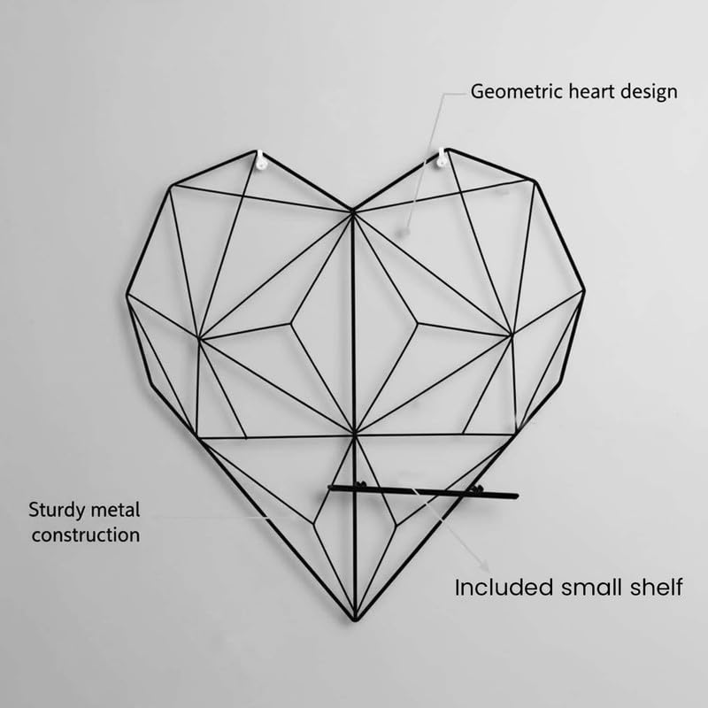 Bianco Valentine’s Day Gift for Girlfriend | Heart Shape Metal Wall Photo Grid with Shelf Black | Valentine Day Decoration for Home, Bedroom & Living Room | Romantic Couple Gift Décor for Memories - Image 5