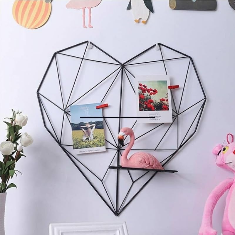 Bianco Valentine’s Day Gift for Girlfriend | Heart Shape Metal Wall Photo Grid with Shelf Black | Valentine Day Decoration for Home, Bedroom & Living Room | Romantic Couple Gift Décor for Memories - Image 2