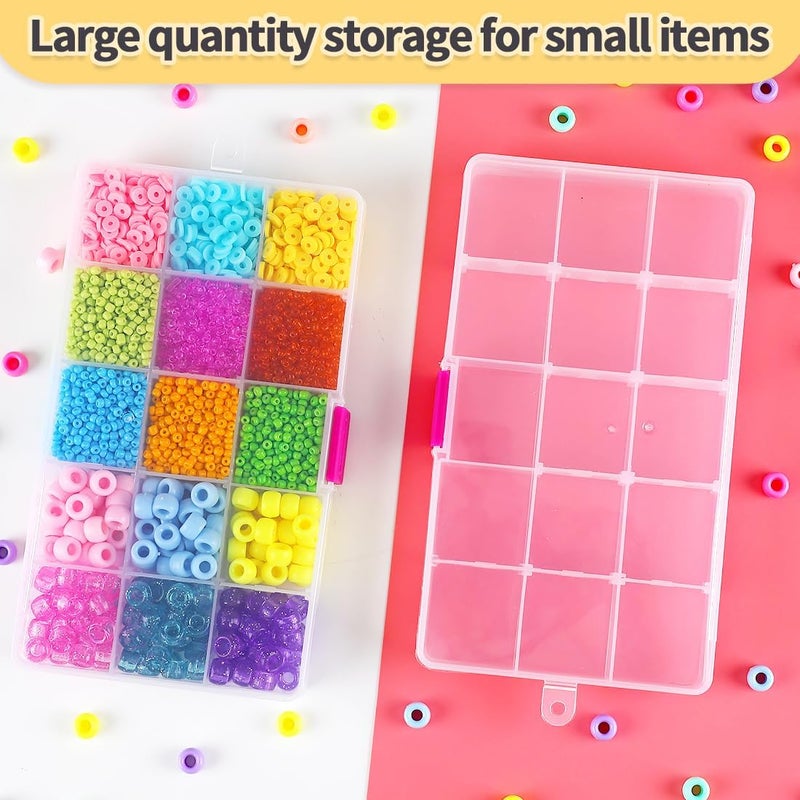 IOOLEEM 15 Grids Plastic Bead Organizer Box, Multi-color Organizer Container Storage Box, Dividers for bead arts and crafts.(4 Pack) - Image 4