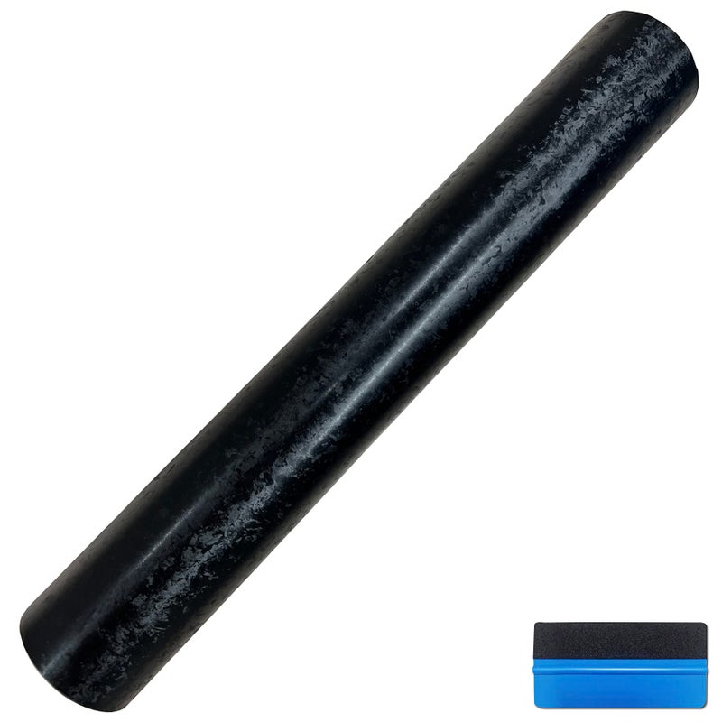 لفائف فينيل سوداء من ألياف الكربون المزورة LZLRUN مع ملصقات لإطلاق الهواء، 1 قدم × 10 أقدام