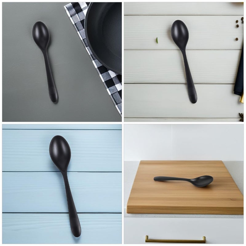 Melamine Ramen Spoons 4pcs 7 Inch Black Matte Long Handle Noodle Serving Spoons - Image 4