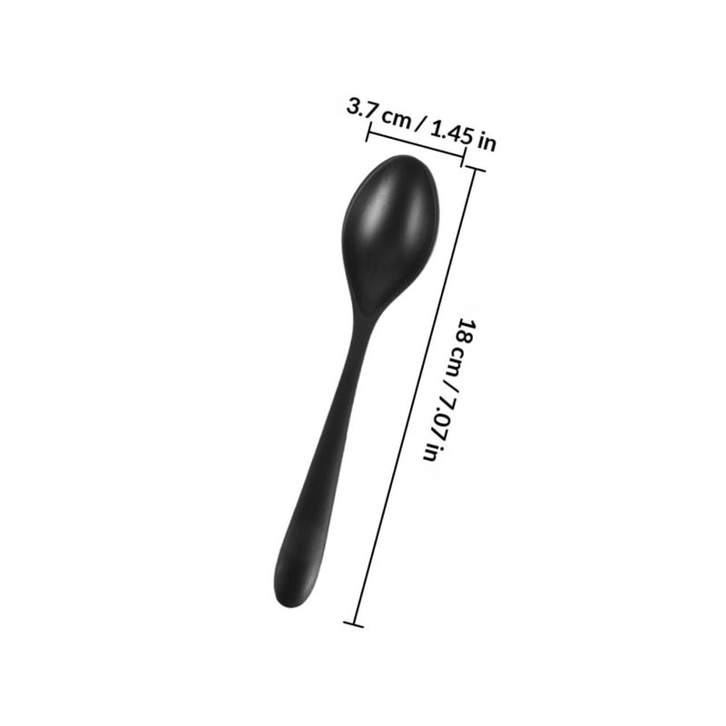 Melamine Ramen Spoons 4pcs 7 Inch Black Matte Long Handle Noodle Serving Spoons - Image 3
