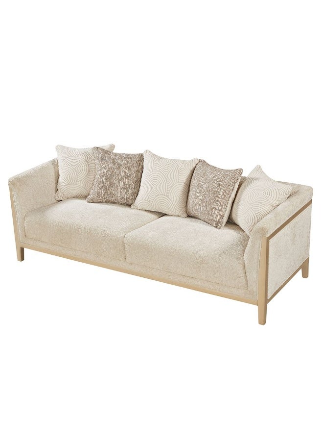 DANUBE HOME Azalea 3 Seater Fabric Sofa – Luxury Three-Seat Fabric Sofa For Living Room, Elegant And Stylish Fabric Design – Beige/Champagne Gold - Image 3