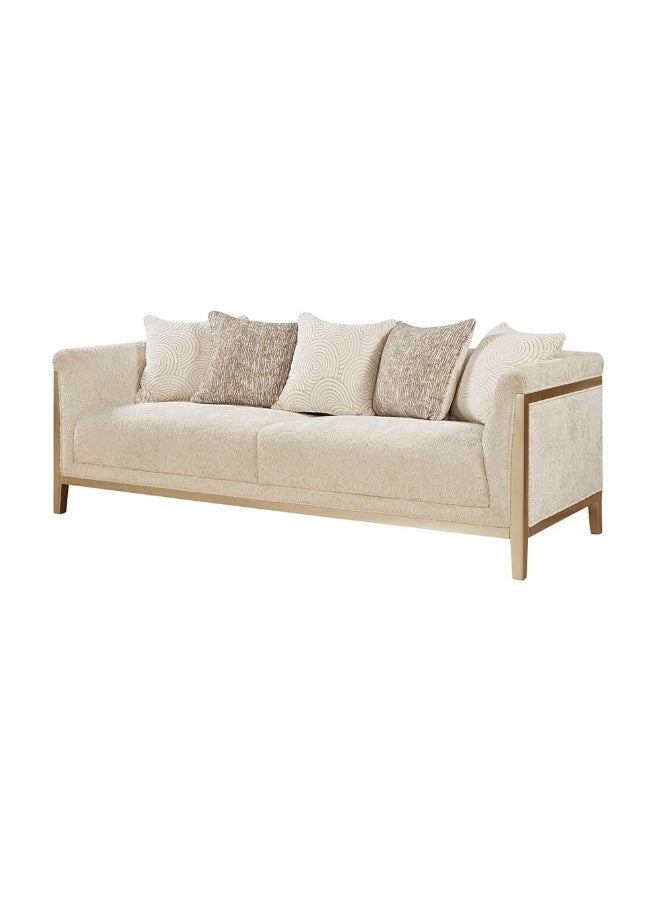 DANUBE HOME Azalea 3 Seater Fabric Sofa – Luxury Three-Seat Fabric Sofa For Living Room, Elegant And Stylish Fabric Design – Beige/Champagne Gold - Image 2