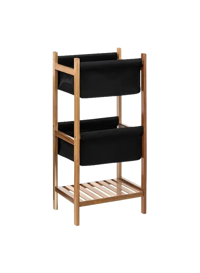 Five Simply Smart Acacia Wood Foldable Bathroom Storage Shelf Black and Brown 73 x 25 x 35 cm 174851