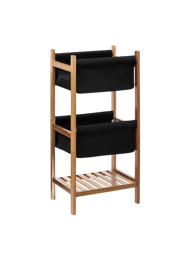 Five Simply Smart Acacia Wood Foldable Bathroom Storage Shelf Black and Brown 73 x 25 x 35 cm 174851 - Image 1
