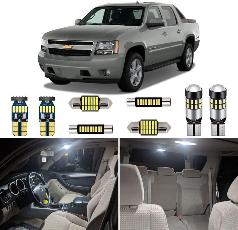 AUTOGINE 14 Piece White Interior LED Lights Kit for Chevrolet Avalanche (2007-2014) - Image 1