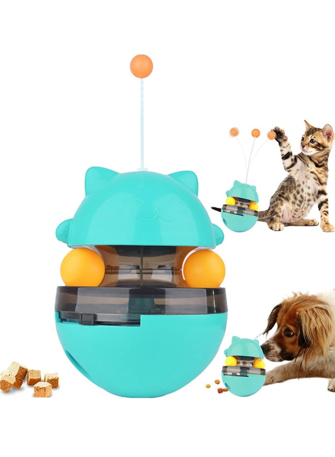 Pet Slow Feeder Toy - Cat Interactive Toy and Treat Ball, Pet Food Puzzle Toy,Pet Treat Feeder Leaking Dispenser for Small Dogs Cats (Blue) - Image 1