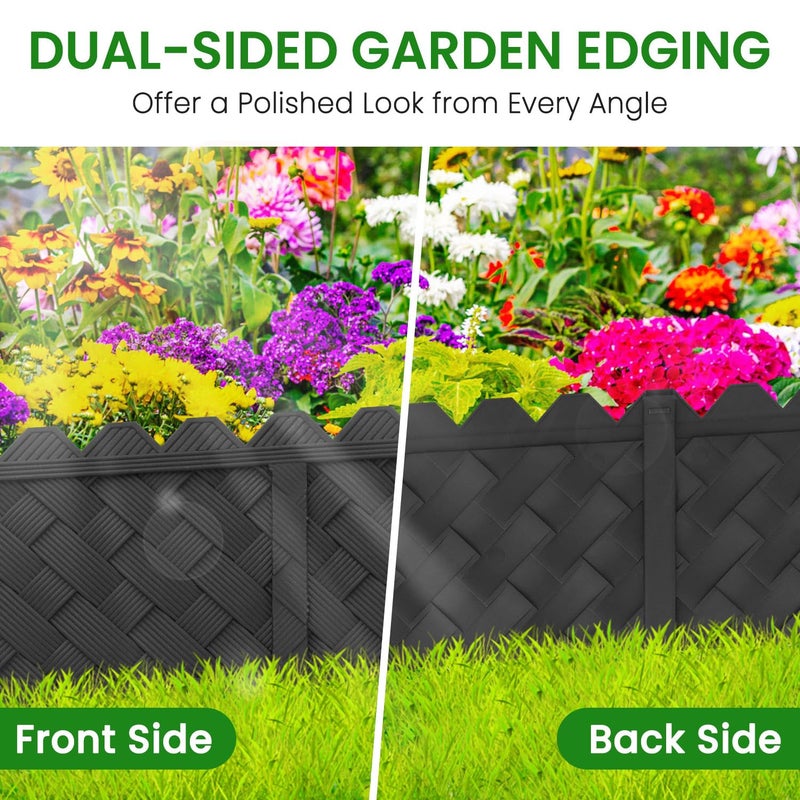 HLOGREE BLACKVINE 30Pcs 30ft (5'' Exposed Height) Plastic Landscape Edging Border,Flowerbed Garden Border Edging for Landscaping,Flower Bed Lawn Yard Edging Borders,Garden Edger Border Divider - 3D Weaving - Image 5