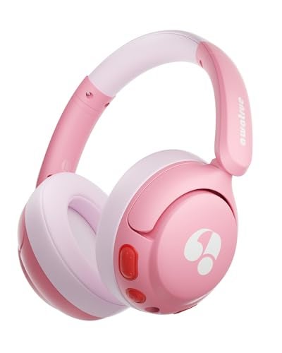 awatrue Kids Bluetooth Headphones, 85dB Volume Limiter, Foldable Wireless Over-Ear Headphones for iPad, Travel, 75H Playtime, Bluetooth 5.4, Built-in Mic, Pink - Image 1