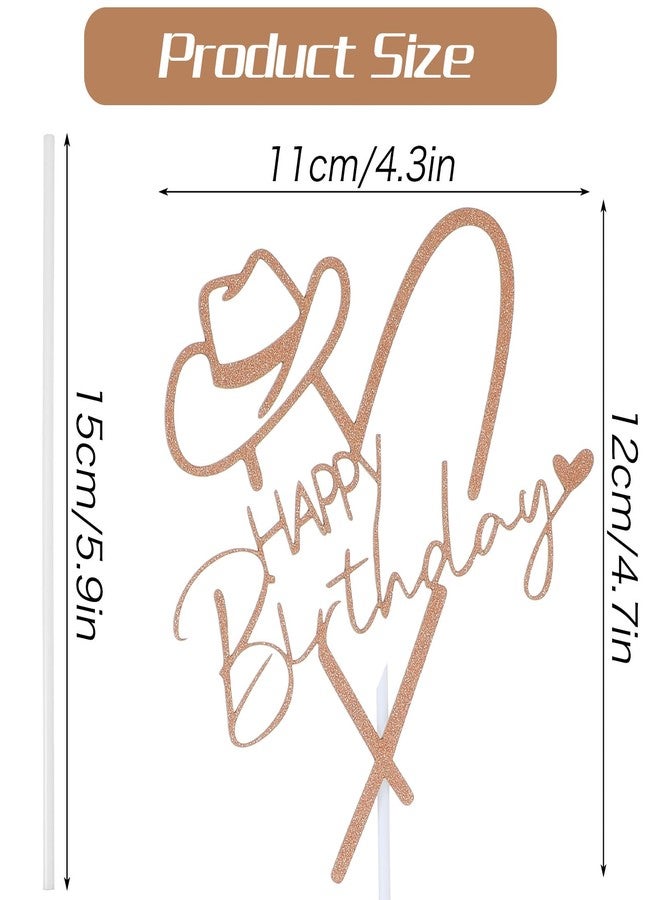 Ymapinc زينة كعكة عيد ميلاد راعية بقر باللون الذهبي الوردي من Ymapinc، زينة كعكة فييستا لامعة غربية، لوازم حفلات للاحتفال بطابع غربي - Image 2