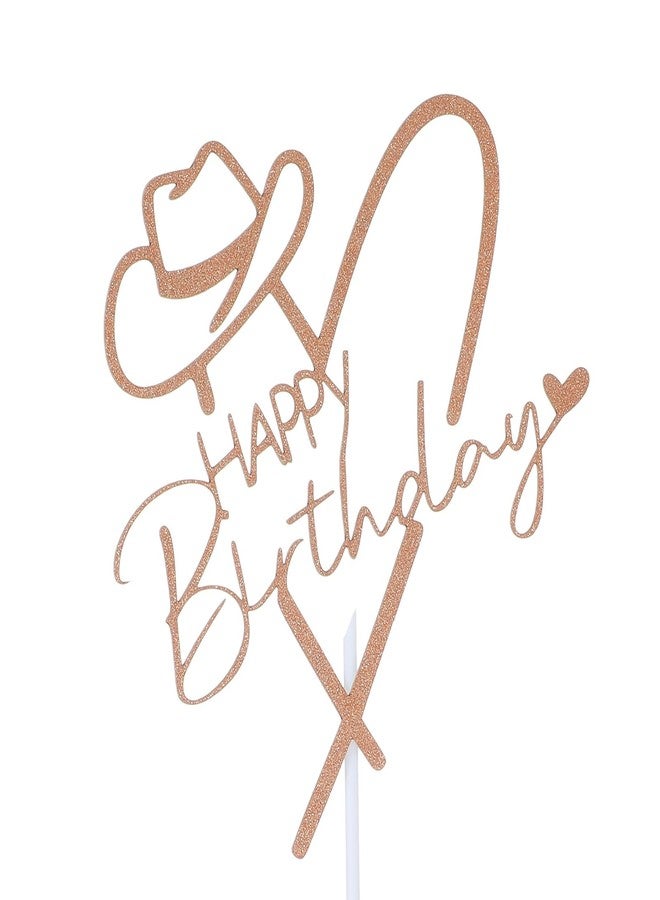 Ymapinc زينة كعكة عيد ميلاد راعية بقر باللون الذهبي الوردي من Ymapinc، زينة كعكة فييستا لامعة غربية، لوازم حفلات للاحتفال بطابع غربي - Image 3