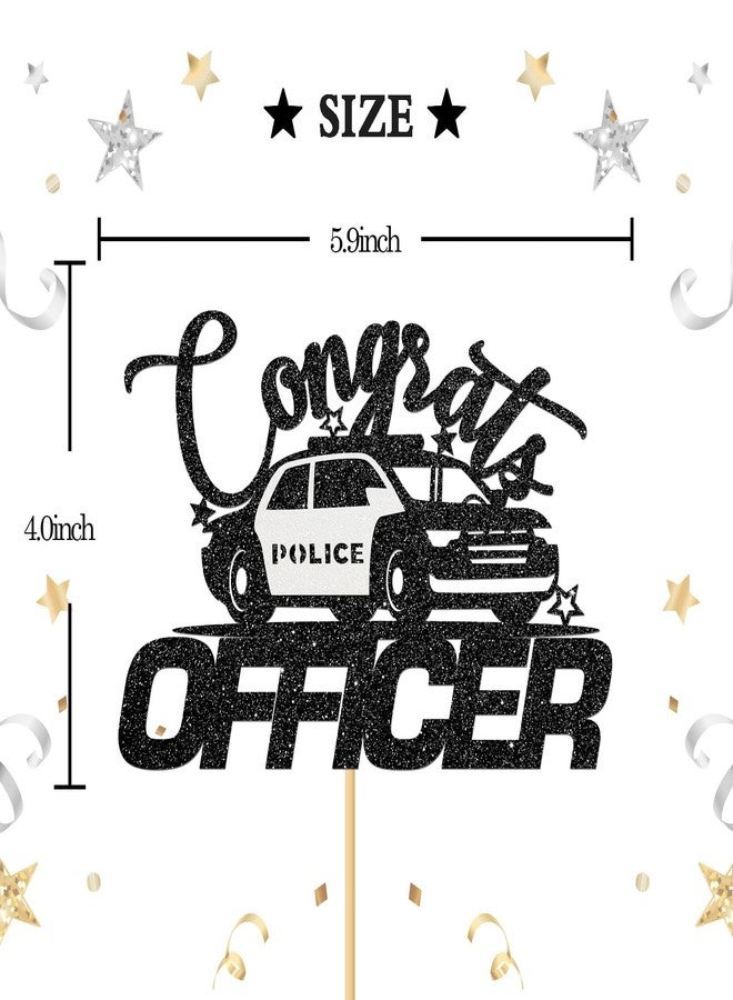 INNORU Congrats Officer Cake Topper, Future Police Officer Cake Decor Police College School Grad 2025 Police Academy Graduation Party Supplies Black Glitter - Image 2